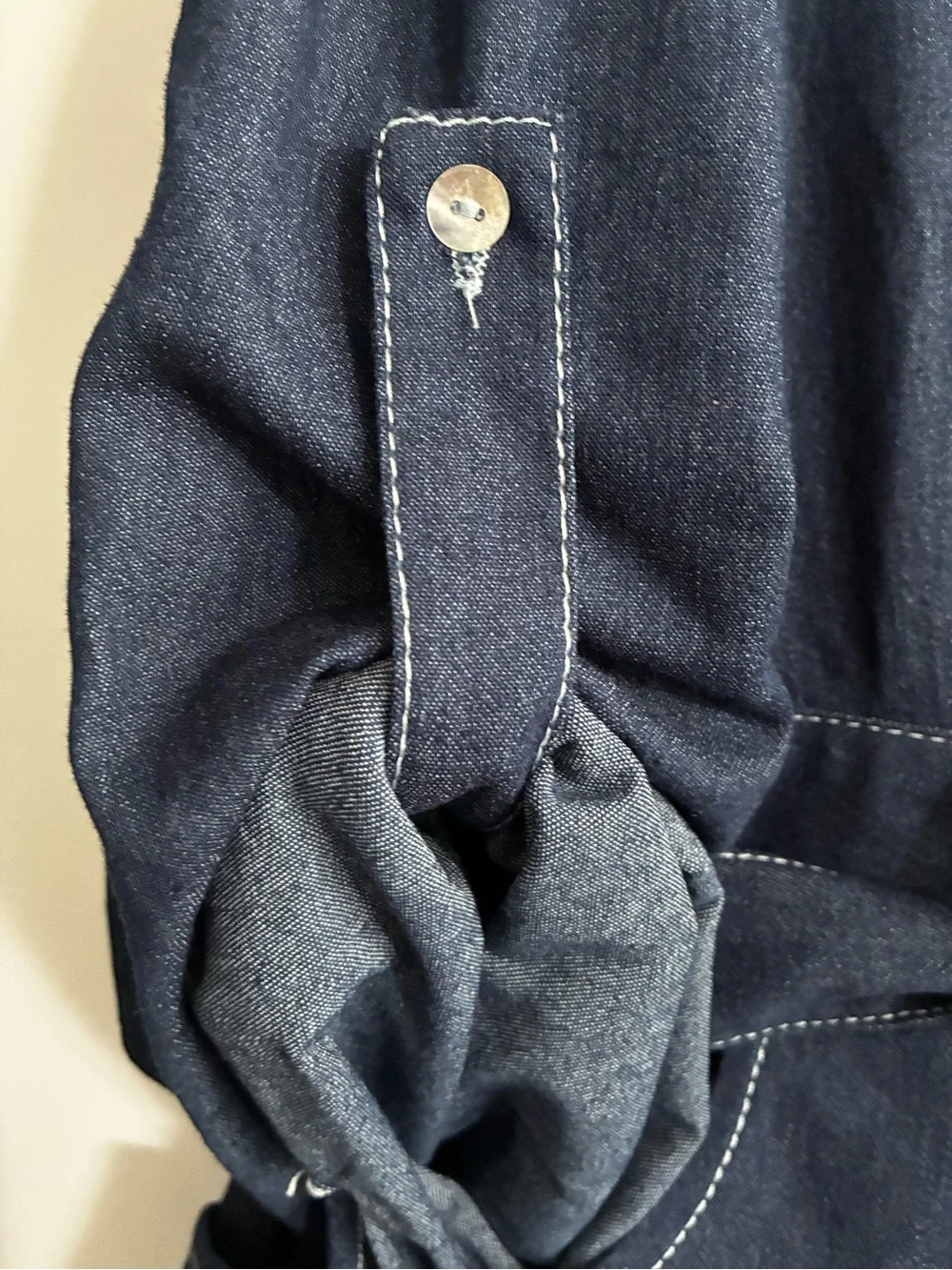 Angel Dark Blue Denim Zip-Front Belted Women's Dress